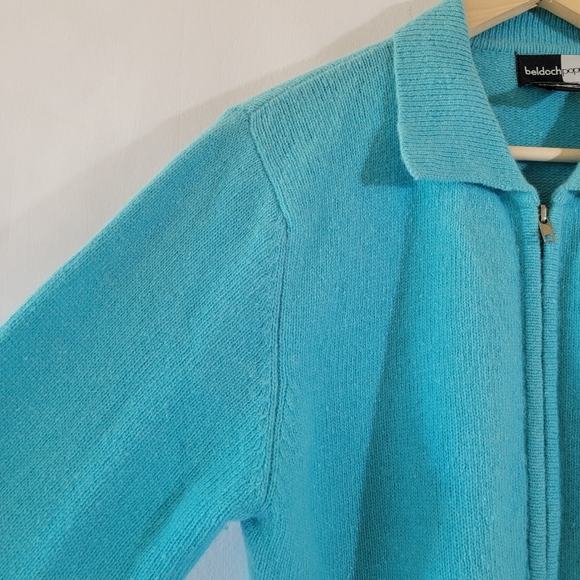 Beldoch Popper Women's Royal Blue Lambswool Angora Full-Zip Sweater Sz S Collar - Picture 4 of 10